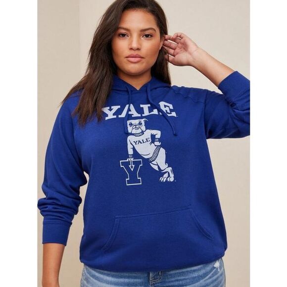 Torrid Yale Cozy Fleece Pullover Hoodie Ivy League Plus Size 2 2X Sweatshirt - Picture 1 of 8